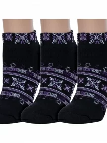 Комплект из 3 пар женских махровых носков Гамма, 3-С477, ЧЕРНЫЕ