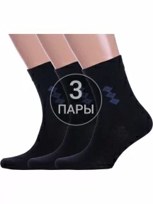 Комплект из 3 пар мужских носков Альтаир, 3-С45, ЧЕРНЫЕ с темно-серым