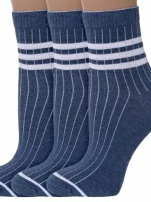 Комплект из 3 пар женских носков с ослабленной резинкой ХОХ, 3-G-1407, ДЖИНС