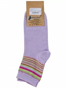 Женские носки Альтаир, С46, БЛЕДНО-СИРЕНЕВЫЕ с салатовыми полосками