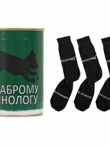 Мужские носки "Трио " в банке, 1БАН_ПрофН, "Храброму кинологу" / черные