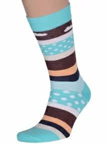 Мужские носки LORENZline, Е23, БИРЮЗОВЫЕ В ГОРОХ