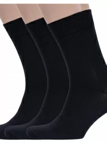 Комплект из 3 пар мужских носков Брестские (БЧК), 100% хлопок, 3-15С2225, рис. 000, ЧЕРНЫЕ