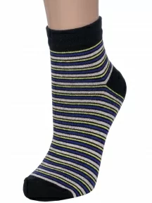 Женские носки VASILINA, 2С8247, ЧЕРНЫЕ с синими полосками