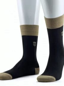 Мужские носки из мерсеризованного хлопка Sergio Di Calze (PINGONS), 15SC17, ЧЕРНЫЕ/ХАКИ