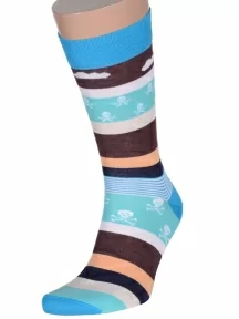 Мужские носки LORENZline, Е23, ГОЛУБЫЕ С ЧЕРЕПАМИ