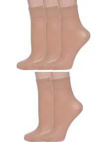 Комплект из 5 пар женских капроновых носков Conte Natural, телесные (5-14С-55СП/Tension soft 40Н)