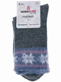 Женские носки "Пуховые" Hobby Line, 7806-1, СЕРЫЕ