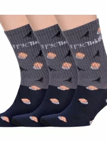 Комплект из 3 пар мужских носков Flappers Peppers, 3-ФПСМ, СВ/МН4, "ГРУСТНЫЙ"
