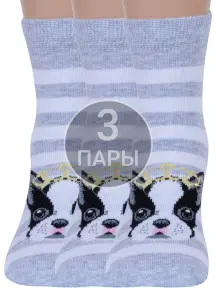 Комплект из 3 пар детских носков с люрексом RuSocks (Орудьевский трикотаж) рис. 05, СВЕТЛО-СЕРЫЕ (3-Д3-13156)