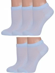 Комплект из 5 пар женских носков Grinston socks (PINGONS) из микромодала, 5-17D3, ГОЛУБЫЕ