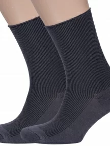 Комплект из 2 пар мужских носков с анатомической резинкой Альтаир, 2-С198, ТЕМНО-СЕРЫЕ