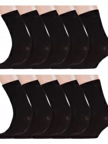 Комплект из 10 пар мужских носков "Оптима" (Челны-текстиль), 10-L22, черные (без этикеток)