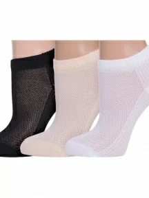 Комплект из 3 пар женских носков Grinston socks (PINGONS) из микромодала, 3-17D3, микс 3