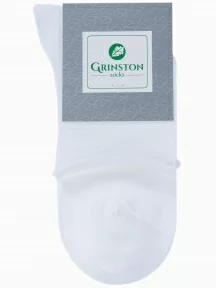Комплект из 3 пар женских носков без резинки Grinston socks (PINGONS) из мерсеризованного хлопка, 3-15D22, БЕЛЫЕ
