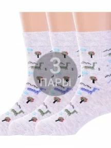 Комплект из 3 пар детских носков Брестские (БЧК), 3-14С3081, рис. 4051, СВЕТЛО-СЕРЫЕ МЕЛАНЖ