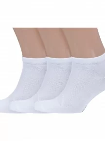 Комплект из 3 пар бамбуковых носков Grinston socks (PINGONS), 3-15D33, БЕЛЫЕ