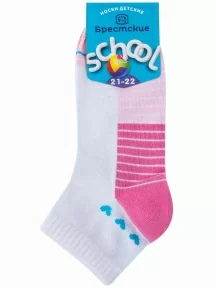 Детские укороченные носки Брестские (БЧК), 15С3085, рис. 162, БЕЛО-РОЗОВЫЕ