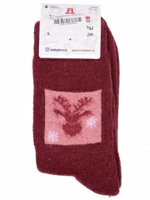 Женские теплые махровые носки Hobby Line, Нжамв6008-9, БОРДОВЫЕ