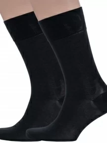 Комплект из 2 пар мужских носков Sergio Di Calze (PINGONS) из 100% мерсеризованного хлопка, 2-15SC1, ЧЕРНЫЕ