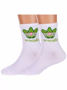 Комплект из 2 пар детских спортивных носков Hobby Line БЕЛЫЕ (2-Ндх3592-07)
