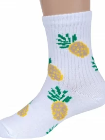 Детские носки Альтаир, А225, БЕЛЫЕ с бежевыми ананасами