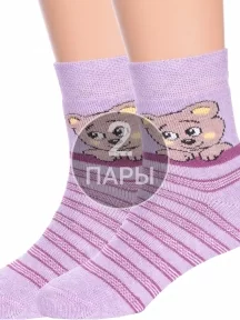 Комплект из 2 пар детских махровых носков Брестские (БЧК), 2-14С3060, рис. 314, БЛЕДНО-СИРЕНЕВЫЕ МЕЛАНЖ