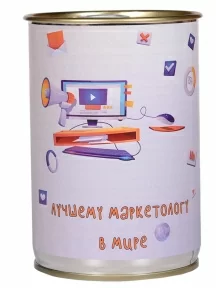 Мужские носки "Трио " в банке, 1БАН_ПрофН, "Лучшему маркетологу в мире" / черные