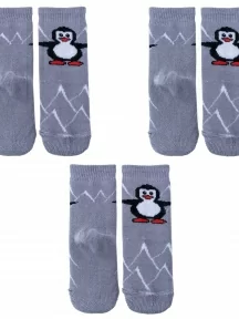 Комплект из 3 пар детских махровых носков Альтаир, 3-С129, СВЕТЛО-СЕРЫЕ