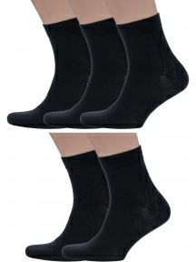 Комплект из 5 пар мужских носков Grinston socks из 100% хлопка, 5-15D12, ЧЕРНЫЕ