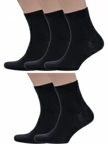 Комплект из 5 пар мужских носков Grinston socks из 100% хлопка, 5-15D12, ЧЕРНЫЕ