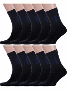 Комплект из 10 пар мужских носков Альтаир, 10-С45, ЧЕРНЫЕ с темно-синим