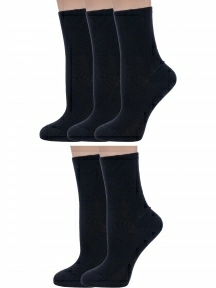 Комплект из 5 пар женских медицинских носков Dr. Feet (PINGONS) из 100% хлопка ЧЕРНЫЕ (5-15DF7)