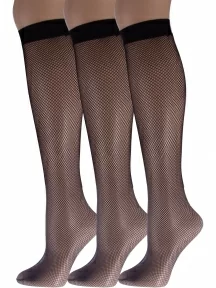 Комплект из 3 пар женских гольфов Conte, 3-23С-45СП/RETINA, Nero, черные