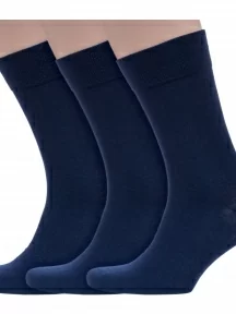 Комплект из 3 пар мужских носков Grinston socks (PINGONS) из 100% хлопка, 3-15D2, ТЕМНО-СИНИЕ
