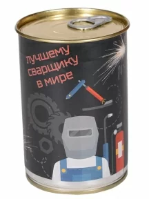 Мужские носки "Трио " в банке, 1БАН_ПрофН, "Лучшему сварщику в мире" / черные