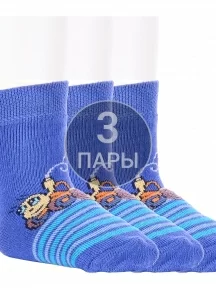 Комплект из 3 пар детских махровых носков Брестские (БЧК), 3-14С3060, рис. 435, ВАСИЛЬКОВЫЕ