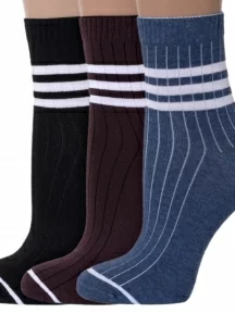 Комплект из 3 пар женских носков с ослабленной резинкой ХОХ, 3-G-1407, микс 1