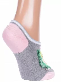 Женские ультракороткие носки Hobby Line, ННЖ18-09-01, ЧЕРНО-РОЗОВЫЕ