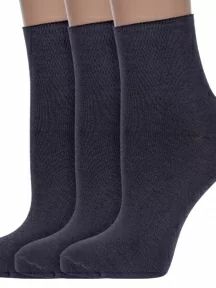 Комплект из 3 пар женских носков без резинки ХОХ, 3-G-1406, ТЕМНО-СЕРЫЕ