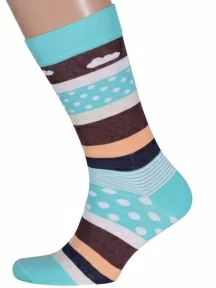 Мужские носки LORENZline, Е23, БИРЮЗОВЫЕ В ГОРОХ