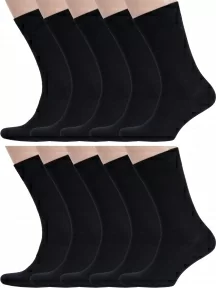 Комплект из 10 пар мужских носков RuSocks (Орудьевский трикотаж) из 100% хлопка, 10-М3-11001, рис. 04, ЧЕРНЫЕ