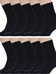 Комплект из 10 пар мужских носков Брестские (БЧК) из 100% хлопка, 10-14С2220, рис. 055, ЧЕРНЫЕ