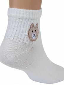 Подростковые носки LORENZline, П35, КРЕМОВЫЕ с мишкой