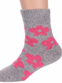 Детские теплые махровые носки Hobby Line, Ндад7615, СВЕТЛО-СЕРЫЕ С РОЗОВЫМ
