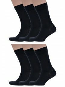 Набор мужских носков из 100% хлопка, 6 пар (ТМ Grinston socks) ЧЕРНЫЕ (PG-15D2-6)