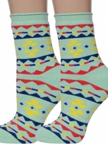 Комплект из 2 пар женских махровых носков ХОХ, 2-GZ-3R24, САЛАТОВЫЕ