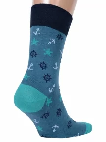 Мужские носки MSCLUB №М29, nm-313, ТЕМНО-БИРЮЗОВЫЕ с якорями