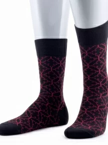 Мужские носки из мерсеризованного хлопка Sergio Di Calze (PINGONS), 20SC3, ЧЕРНО-КРАСНЫЕ