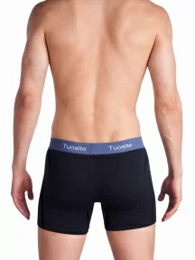 Мужские удлиненные трусы-боксеры Tuosite, TS7820-1, ЧЕРНЫЕ с синим